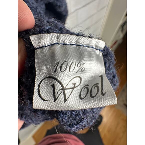 NEW! British Wool Men's XL Cableknit Aran Fisherman Sweater Hand Knit Navy Blue - Picture 8 of 8